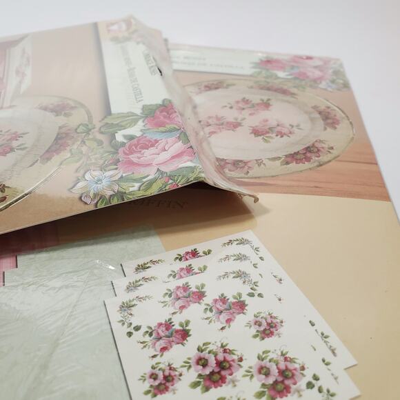 Plaid Company Decoupage Sheet Papers  CABBAGE ROSES New in Pkg 2003 Lot of 2 - Picture 7 of 7
